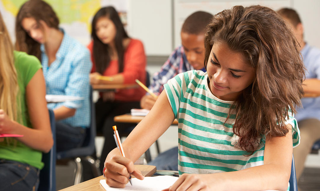 female student studying